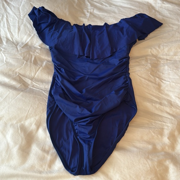 La Blanca Blue Off-Shoulder One Piece Swimsuit - Picture 2 of 6